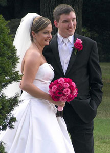 My lovely wife and I pose just after our wedding ceremony